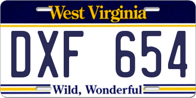 WV license plate DXF654