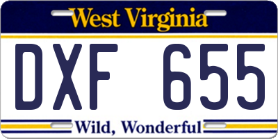 WV license plate DXF655