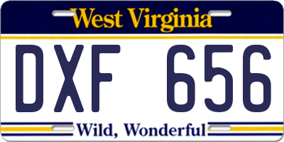WV license plate DXF656