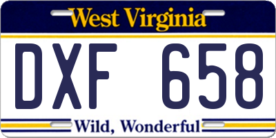 WV license plate DXF658