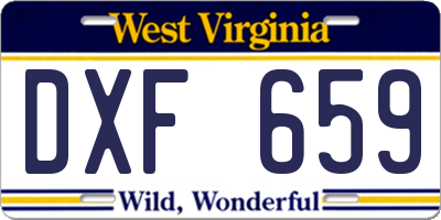 WV license plate DXF659