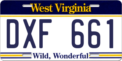 WV license plate DXF661