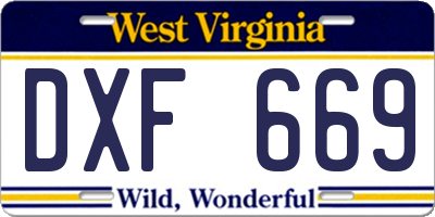WV license plate DXF669