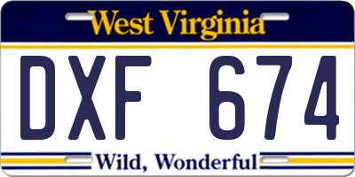 WV license plate DXF674