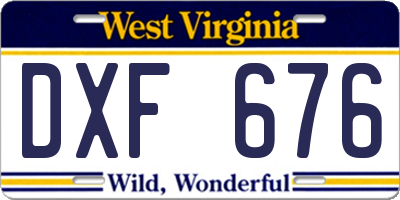 WV license plate DXF676