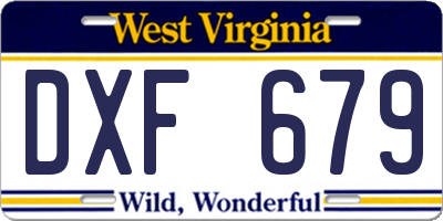WV license plate DXF679