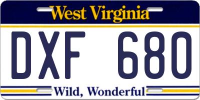 WV license plate DXF680