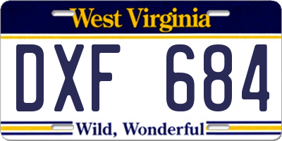 WV license plate DXF684