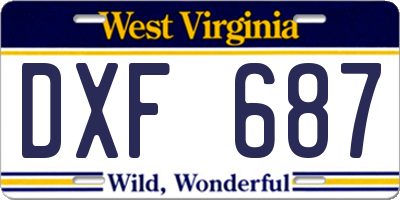 WV license plate DXF687