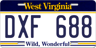 WV license plate DXF688