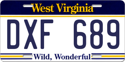 WV license plate DXF689