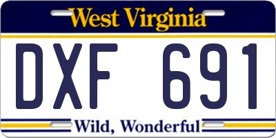 WV license plate DXF691