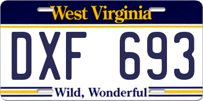 WV license plate DXF693