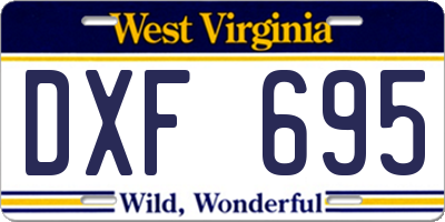 WV license plate DXF695