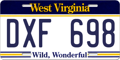 WV license plate DXF698