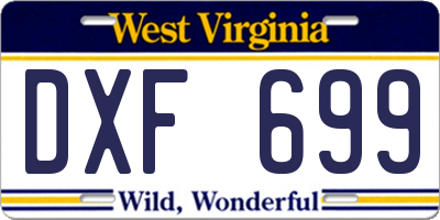 WV license plate DXF699
