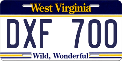 WV license plate DXF700