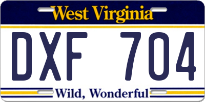 WV license plate DXF704