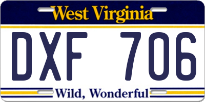 WV license plate DXF706