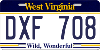 WV license plate DXF708