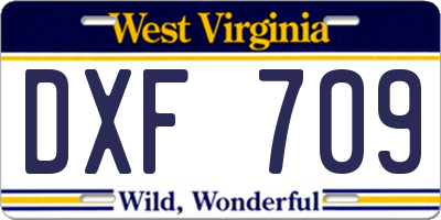 WV license plate DXF709