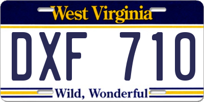 WV license plate DXF710