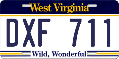 WV license plate DXF711