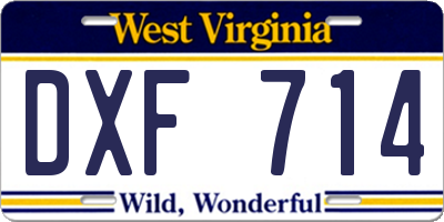 WV license plate DXF714
