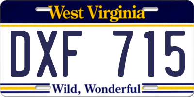 WV license plate DXF715