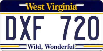WV license plate DXF720