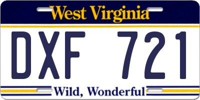 WV license plate DXF721