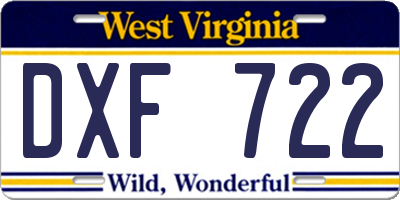 WV license plate DXF722
