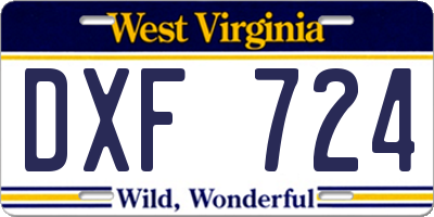 WV license plate DXF724