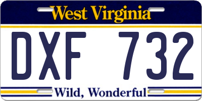 WV license plate DXF732