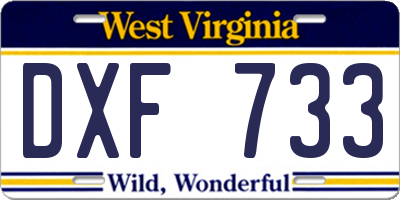 WV license plate DXF733