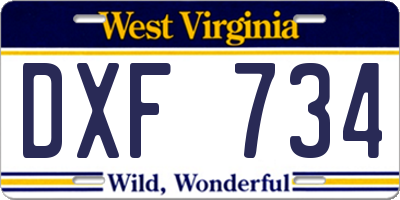 WV license plate DXF734