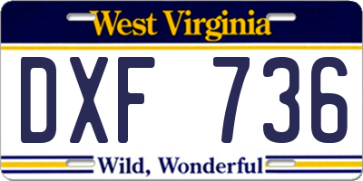 WV license plate DXF736