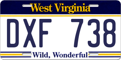 WV license plate DXF738