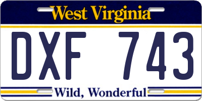 WV license plate DXF743