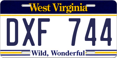 WV license plate DXF744