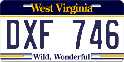 WV license plate DXF746