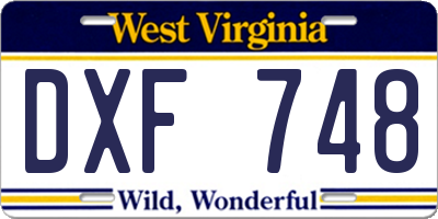 WV license plate DXF748