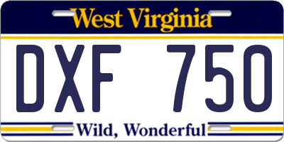 WV license plate DXF750