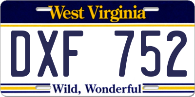 WV license plate DXF752
