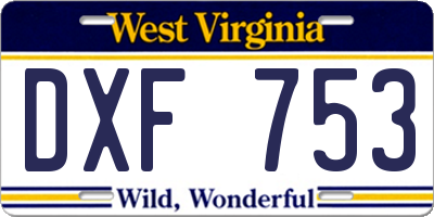 WV license plate DXF753