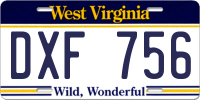 WV license plate DXF756