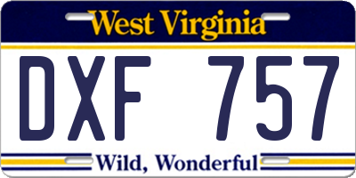 WV license plate DXF757