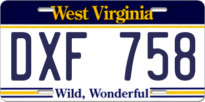 WV license plate DXF758