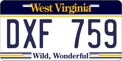 WV license plate DXF759