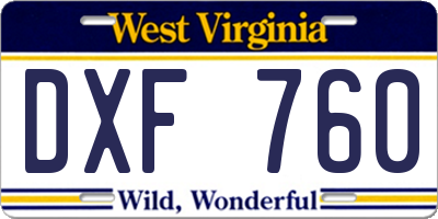 WV license plate DXF760